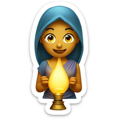 female genie emoji in lamp sticker