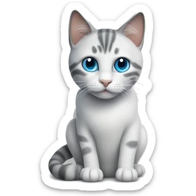 Realistic blue eyed cat with grey lines on the toilet  sticker