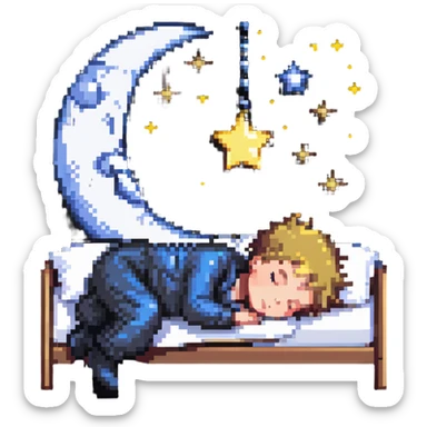 boy sleeping with Z symbols stars and moon sticker