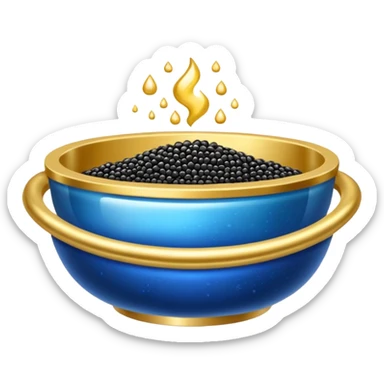 Cuenco azul y dorado con caviar sticker