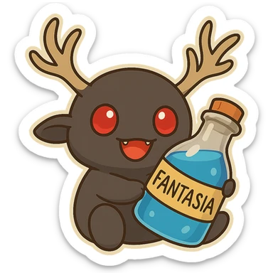 Change the liquid in the bottle to a vibrant blue color, maintaining the chibi stickers style and transparency. sticker