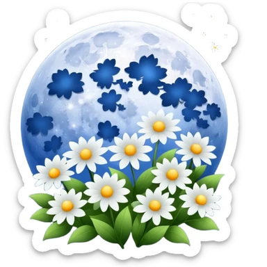 full moon with flowers  sticker