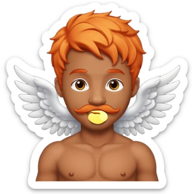 Black cupid with orange hair and mustache sticker