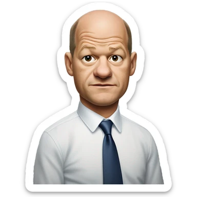 photorealistic Olaf Scholz shrugs guiltily sticker