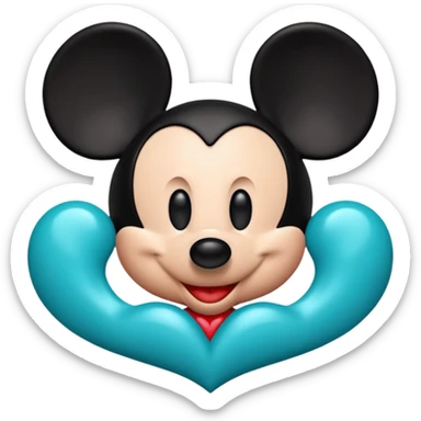 Mickey with a teal blue heart  sticker