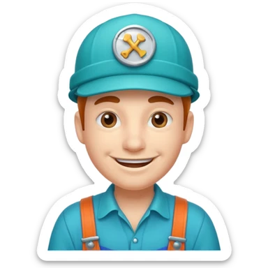 funny plumber with a turquoise hat, simple and clear sticker