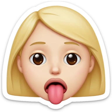sad face with tongue sticking out sticker
