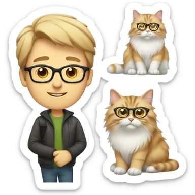guy in glasses with a Siberian cat sticker