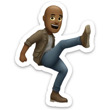 Man kicking can down road sticker