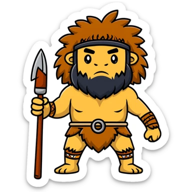 caveman with animal fur clothing and a club sticker