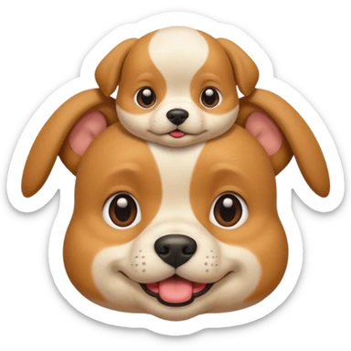 Doggy with a baby on his head and his face  sticker