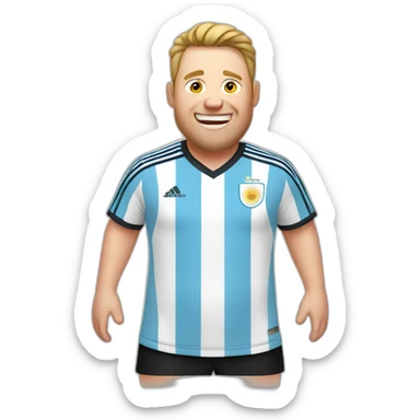white man. Obese. argentina soccer uniform. laughing crying  sticker