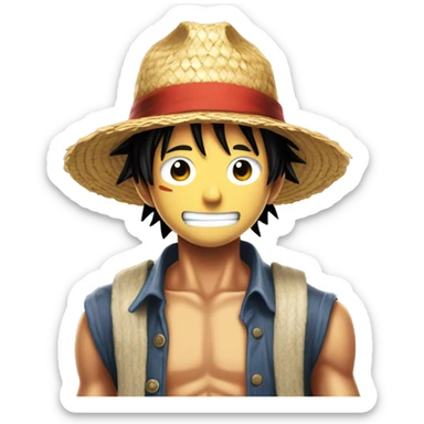 Luffy with straw hat read a comic book sticker