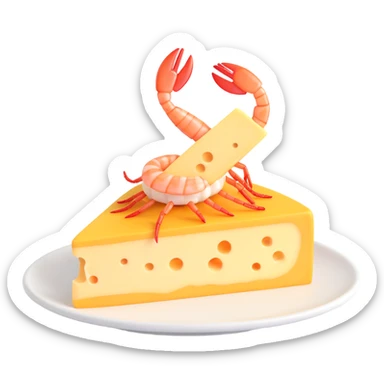 a piece of cheese sitting on top of a shrimp, fun and simple, clear subject sticker