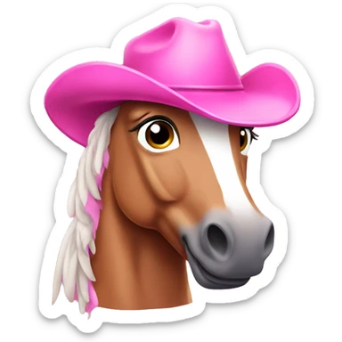 Pink pony with cowboy hat sticker