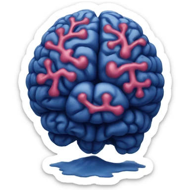 dark blue brain with liquid emoji sticker