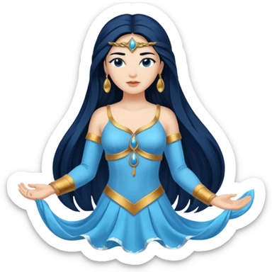 Salacia, Salt Water Goddess from Rome Mythology with long black hair, blue outfit sticker