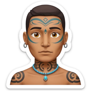 ancient incadian with tatooed on neck and face sticker