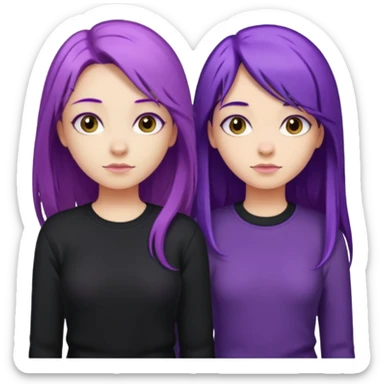 faz duas raparigas menos gótica mas com cabelo roxo comprido e outra cabelo roxo e camisolas preto um pouco separadas sticker