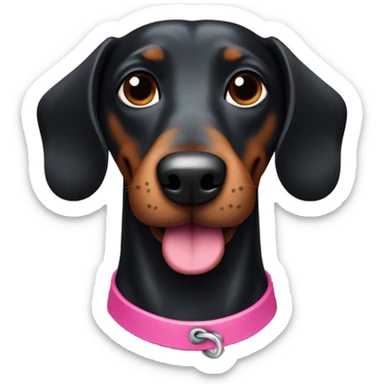 cute dark wiener dog with pink collar sticker