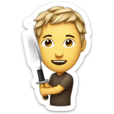 holding two knives sticker