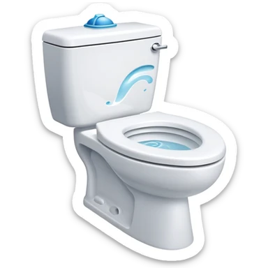 sparkling clean toilet with water swirling, simple and expressive sticker