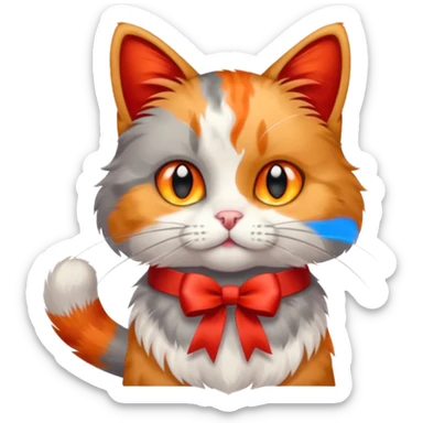 Dilute calico cat with ribbon sticker