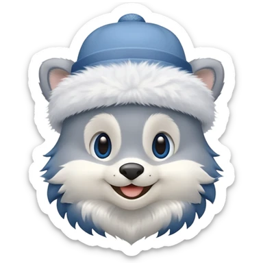 создай эмодзи для телеграм, несуществующее животное, которое ассоциируется как друг и славный малый, также в его одежде должны быть синий, серый и белый цвет sticker