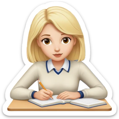 Femme blonde à l’école en train d’étudier  sticker