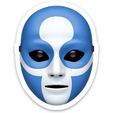 full face mask blue and white on two side one side blue other side white 50/50 sides sticker