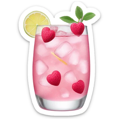 Gin Tonic mit rosa Herzen  sticker