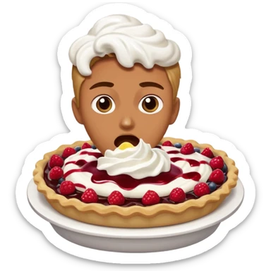 person getting hit in the face with a pie sticker