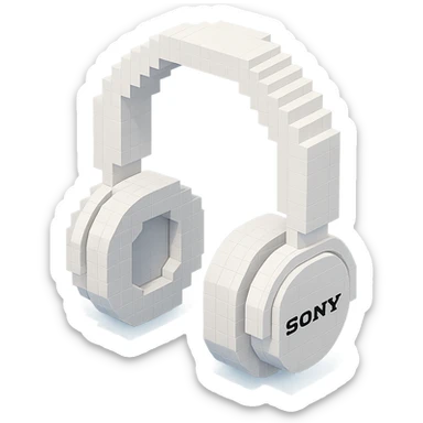 white Sony headphones with a minimalist design sticker