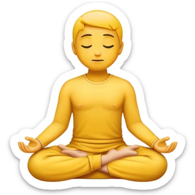 classic yellow emoji meditating, peaceful expression, sitting cross-legged sticker