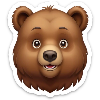 Realistic cute grizzly bear sticker