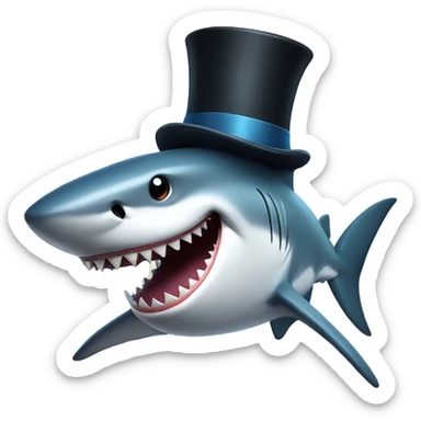 Shark with a top hat sticker