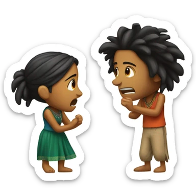 Indian girl and dread head arguing  sticker