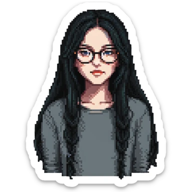 brown girl with glasses and long black hair sticker