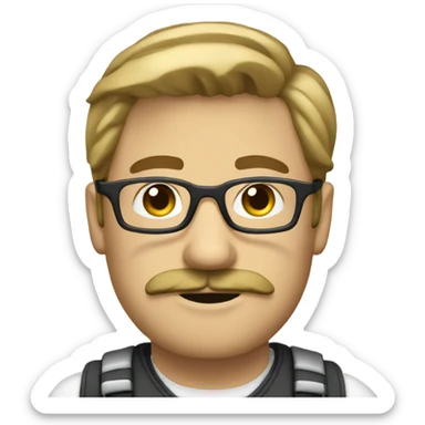 geotech engineer dark blonde guy with mustache and glasses sticker