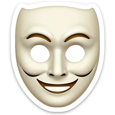 Happy mask taking of and being sad behind the mask sticker