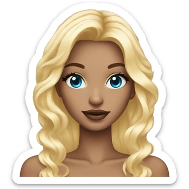 blond girl blue eyes with long nails and nails art sticker