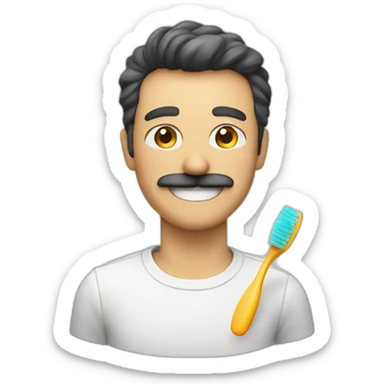 Guy with a toothbrush moustache smiling sticker