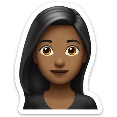 Una niña con un vestido largo negro brillante e sticker