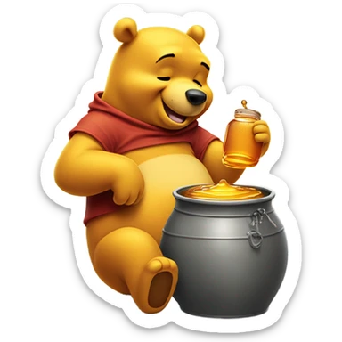 Pooh eating honey sticker