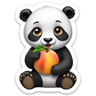 Panda eating peach sticker