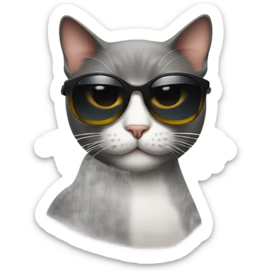 Cat with sunglasses sticker