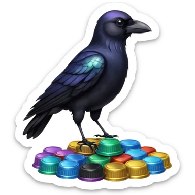 Crow + bottle cap, Street Wildlife. sticker