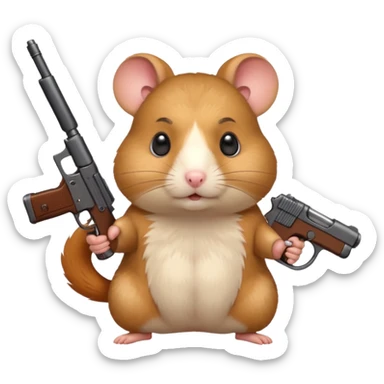 hamster holding a gun sticker