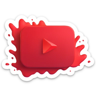 red YouTube play button logo with motion blur sticker
