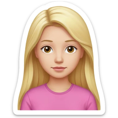 woman with long blonde hair, wear pink shirt sticker